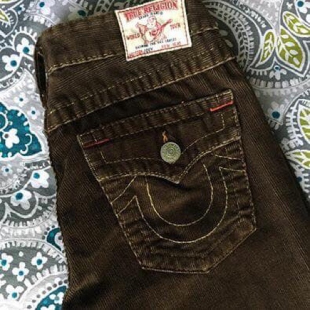 True Religion chocolate brown corduroy pants
